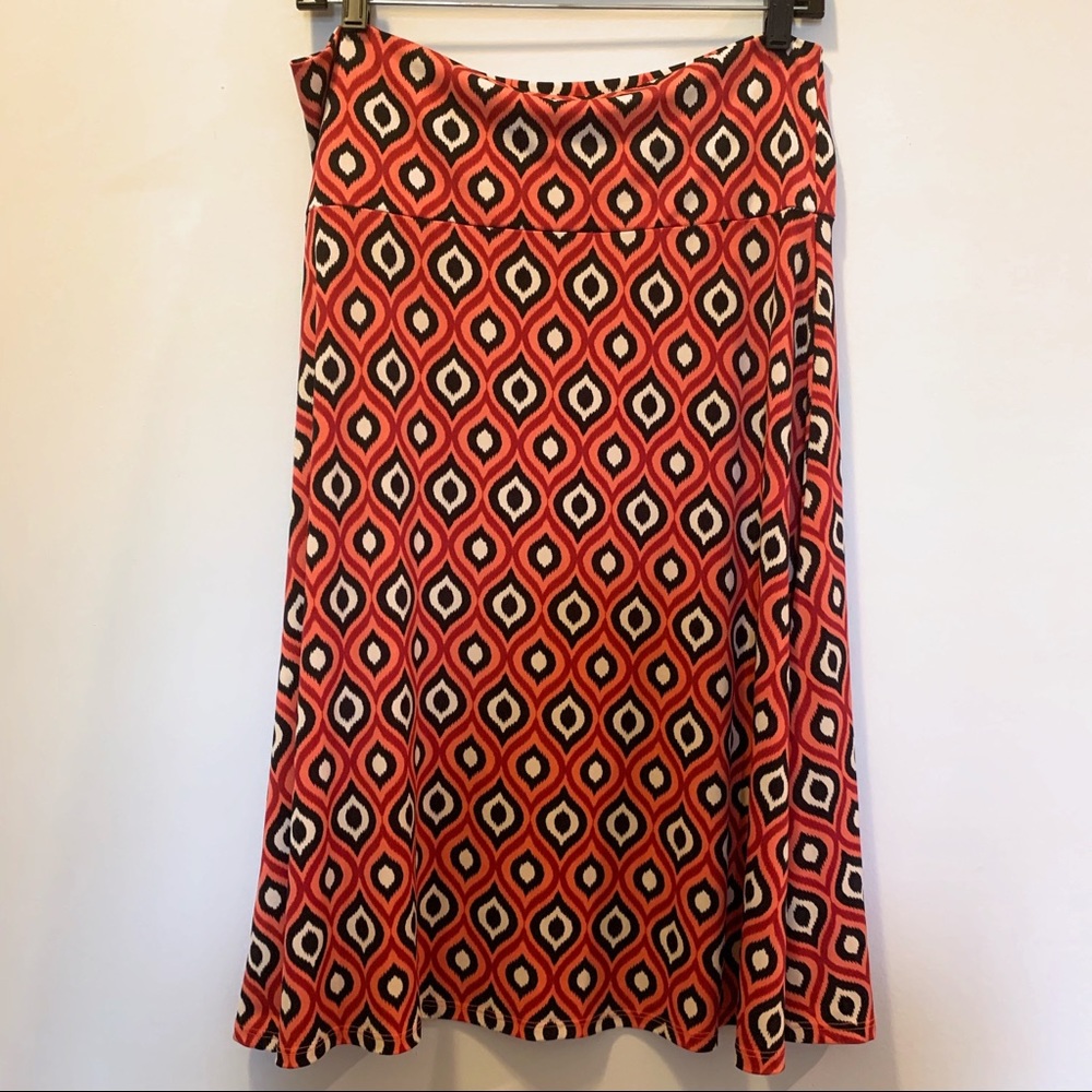 LulaRoe | Pink & Black Print Azure Skirt Size XL